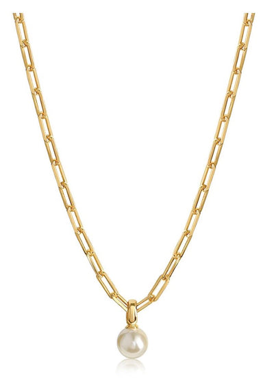 Amelia Links Chain gold filled necklace with pearl pendant OC Boutique 
