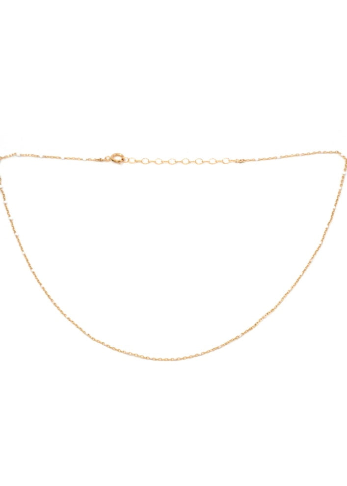 Enamel and Gold Necklace (white)