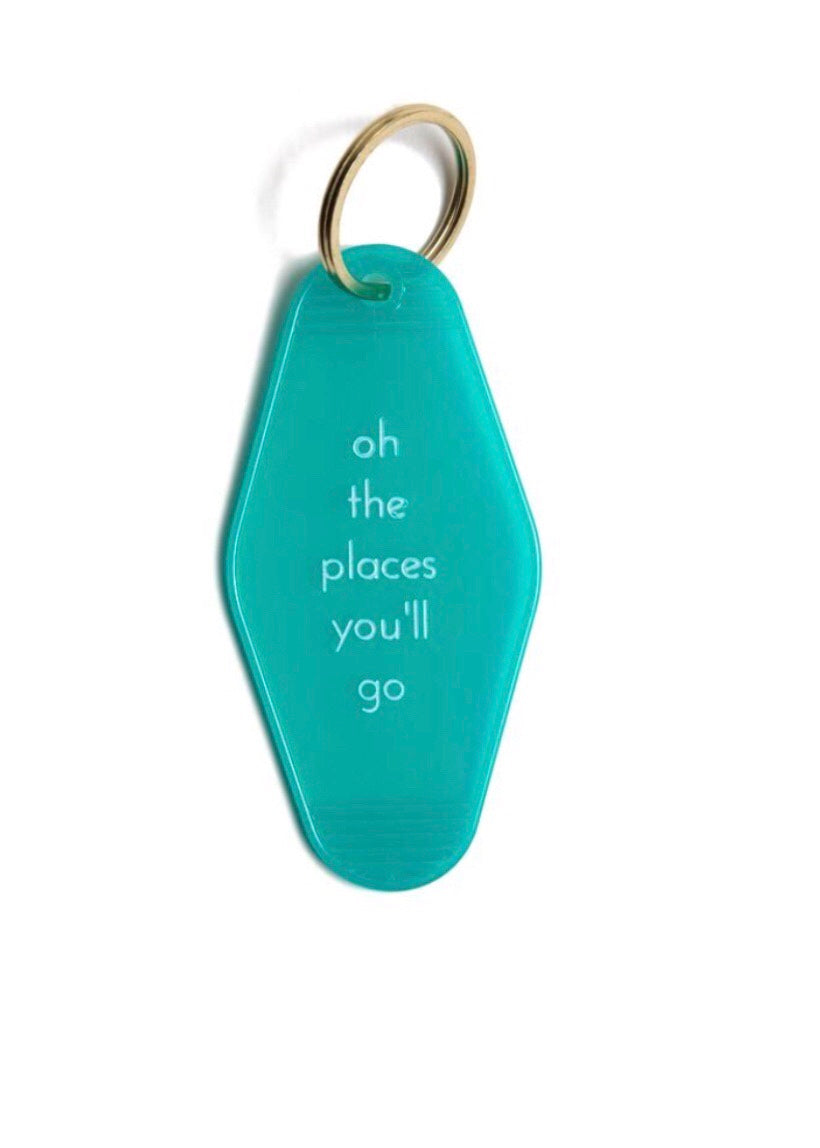 oh the places you'll go blue motel keychain