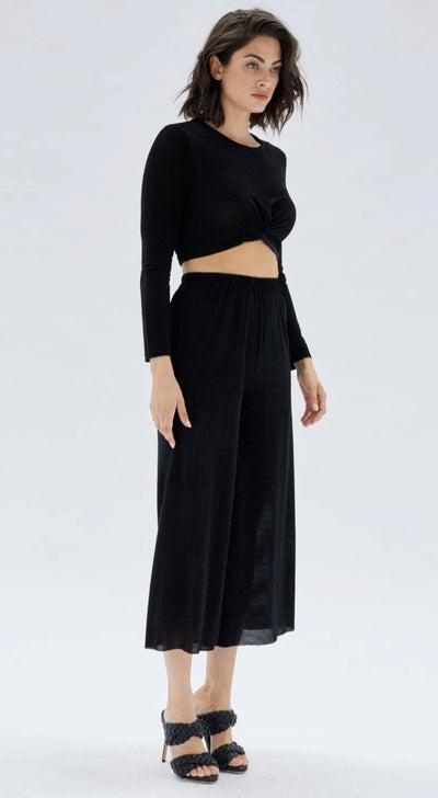 Velvet long sleeve crop top with a twist from by MINK PINK