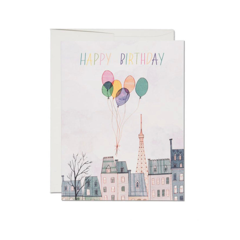 Paris Ballons Birthday Card