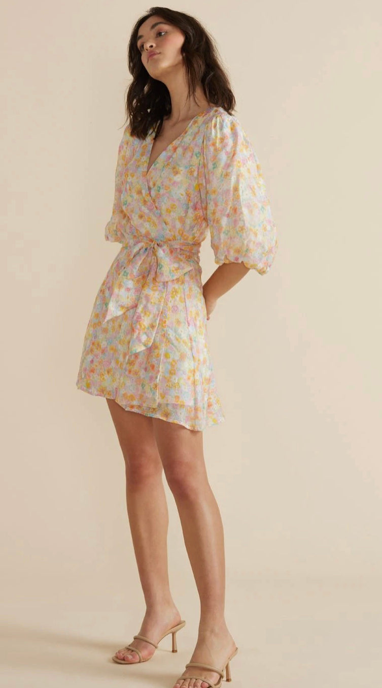 Water color floral print wrap dress by MINK PINK