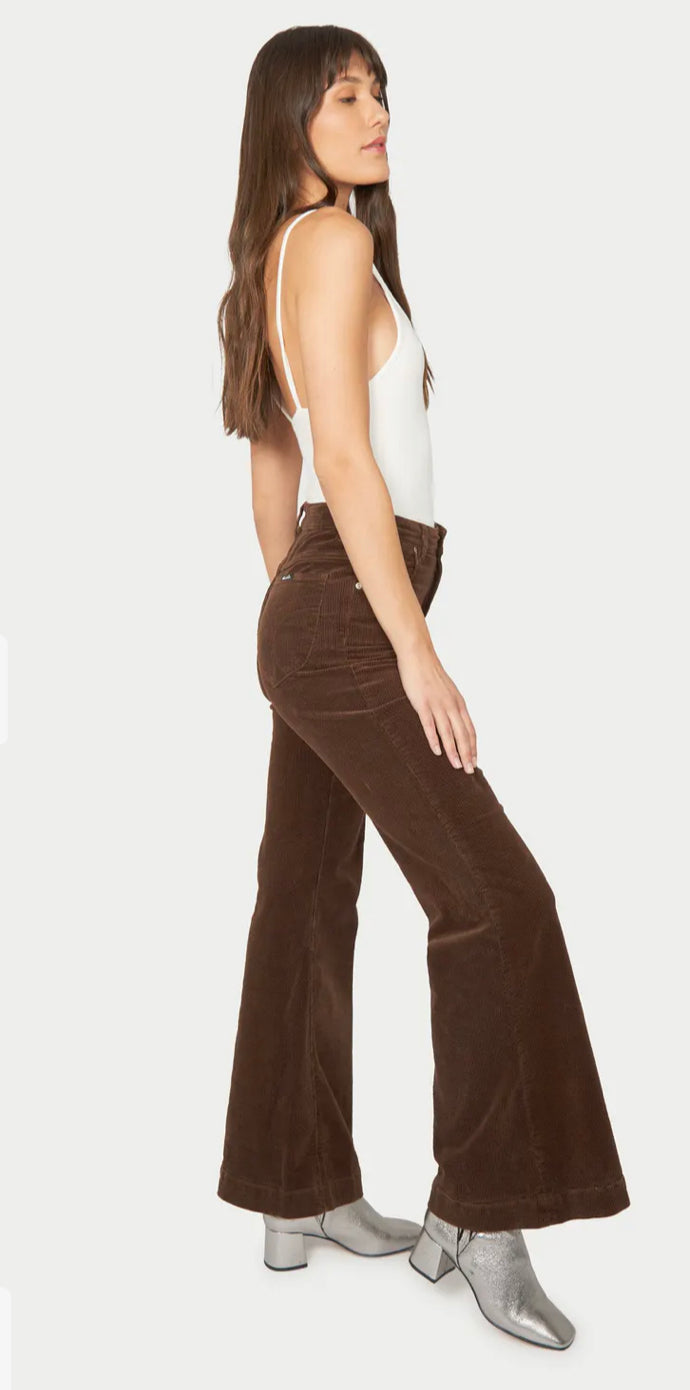 Chocolate brown corduroy flare pants by Rollas Jeans