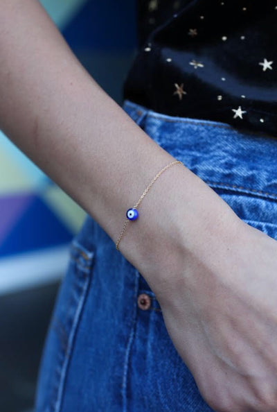 may martin dainty evil eye bracelet with gold chain