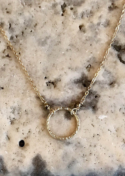 Gold filled dainty necklace with circle pendant by May Martin